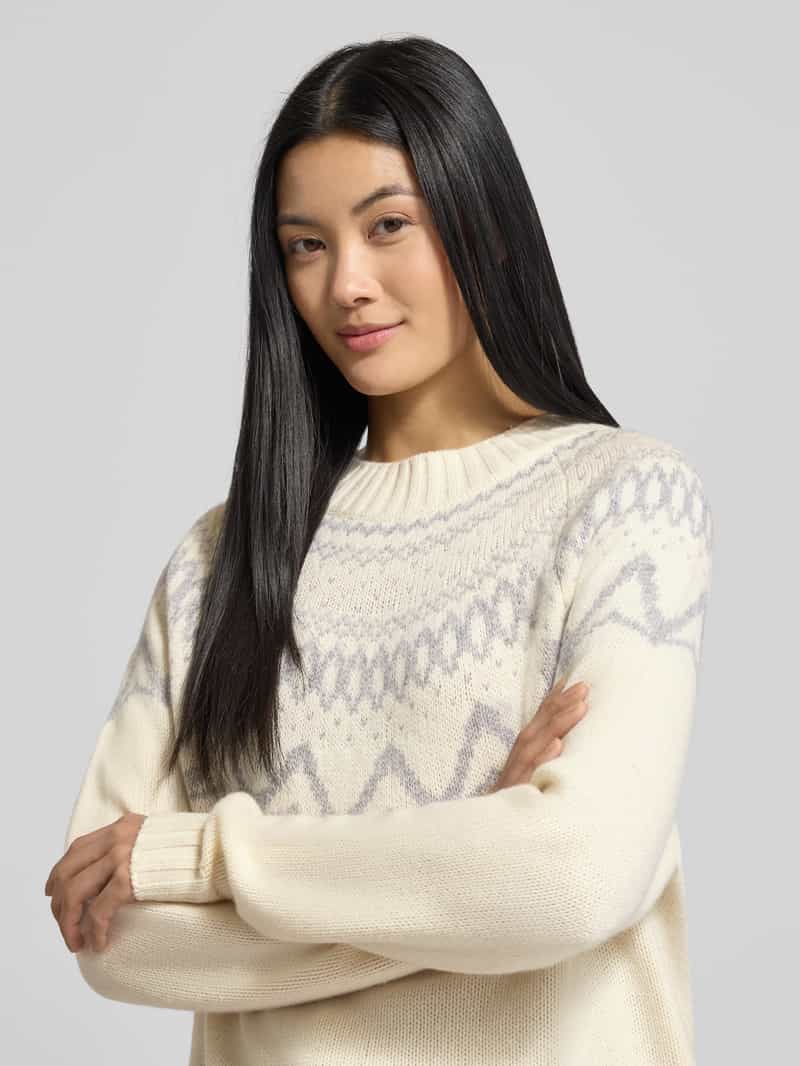FYNCH-HATTON Regular fit pullover van zuivere wol in gebreide look