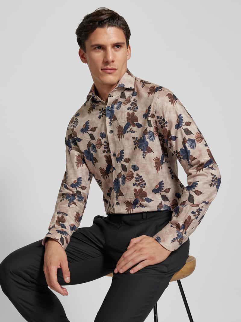 Profuomo Regular fit zakelijk overhemd met haaikraag model 'Cutaway'