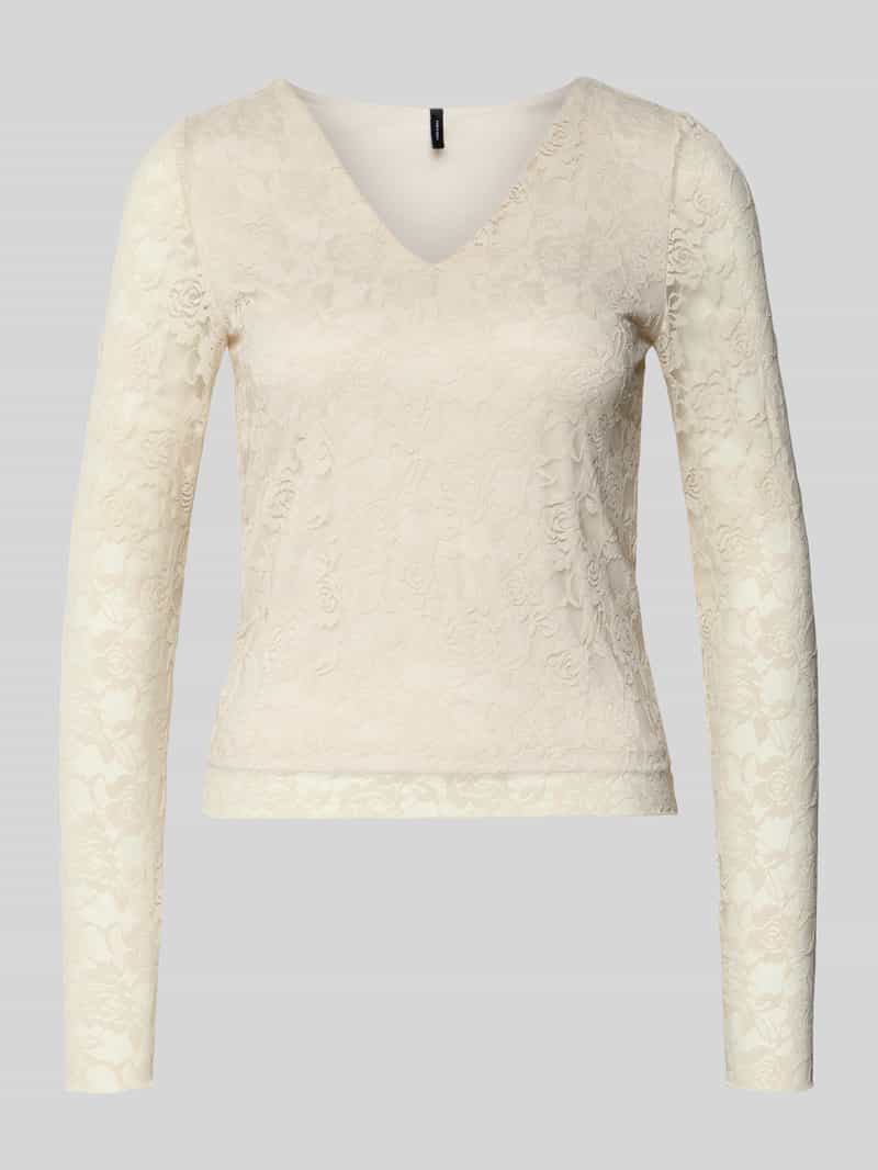Vero Moda Slim fit shirt met lange mouwen in kantlook model 'IBEN'