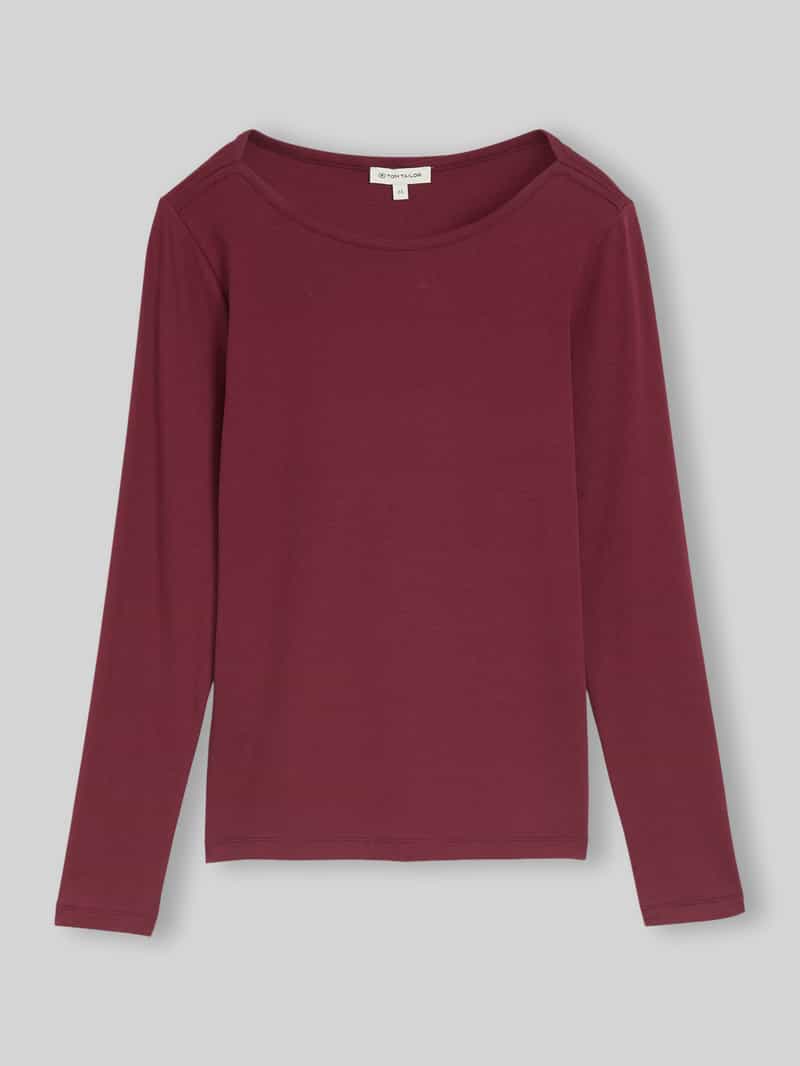 Tom Tailor - Slim fit shirt met lange mouwen en boothals - Maat XL - Preppy Plum