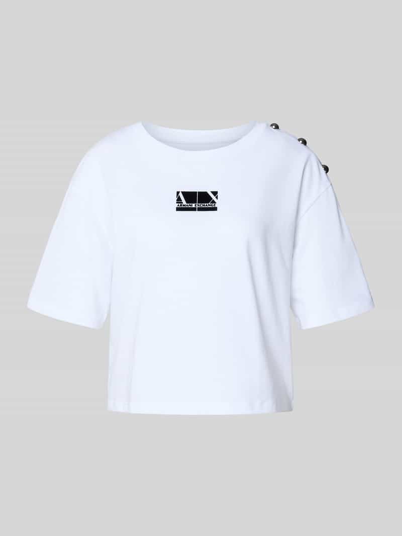 Armani Exchange T-shirt met labelprint en sierknopen