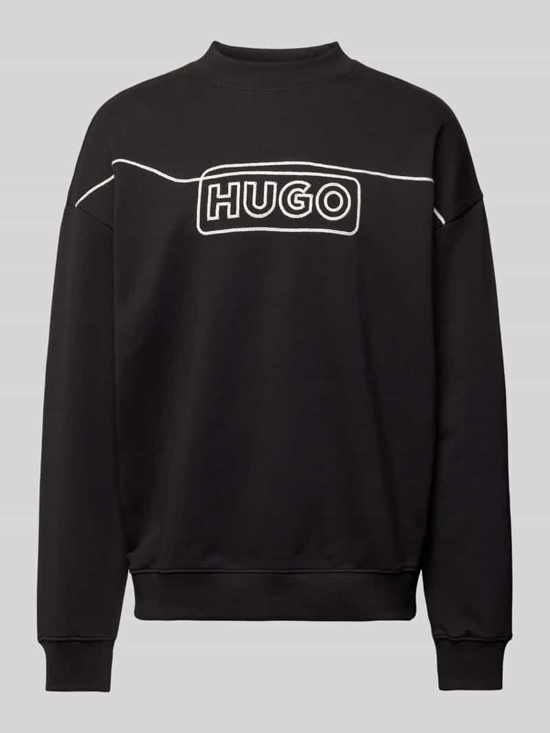 Hugo Blue Sweatshirt met labelstitching model ´Noideryos'