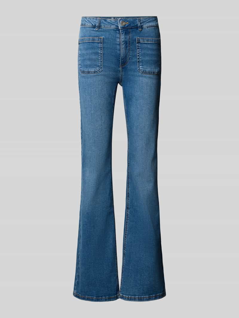 Tom Tailor - TTSTELLA bootcut-jeans met opgezette zakken - Maat 26/32 - Clean Mid Stone Blue Denim