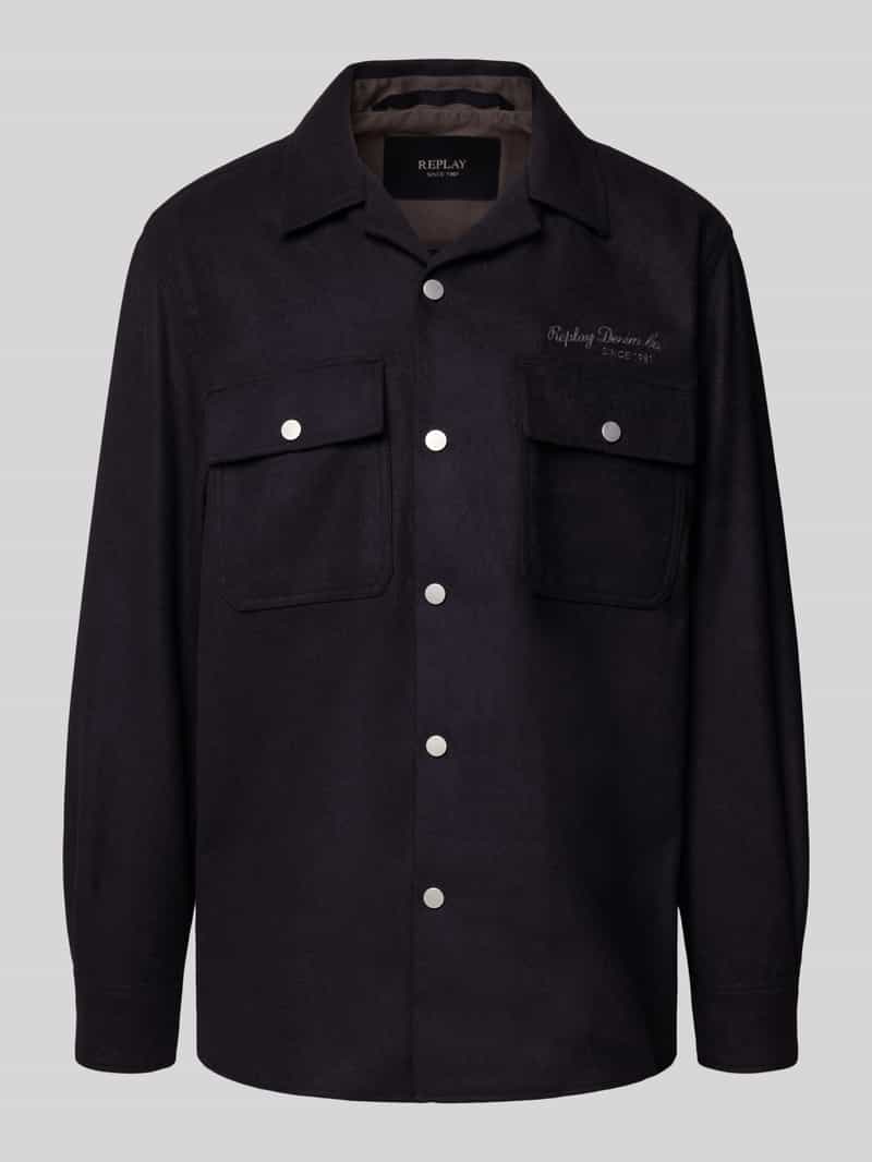 Replay Regular fit overhemdjack met lanawol
