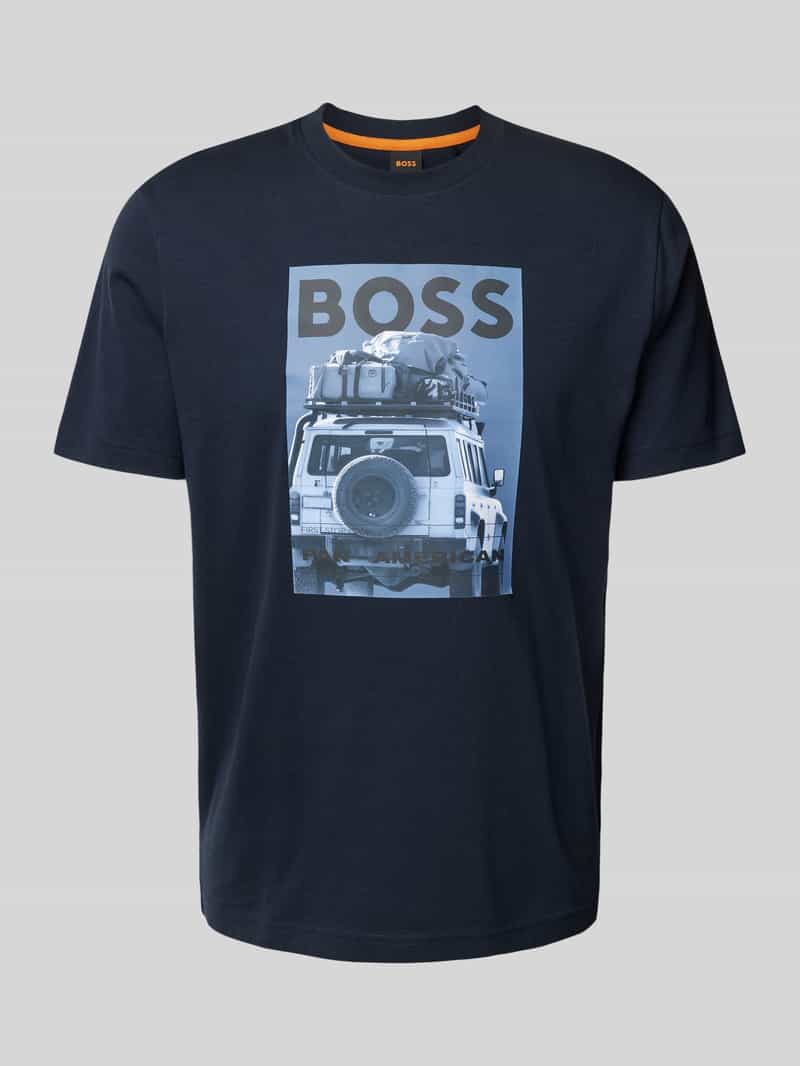 Boss Orange T-shirt met label- en motiefprint model 'mextour'