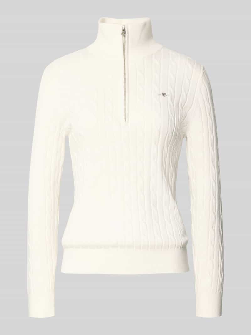 Gant Schipperstrui met logostitching en kabelpatroon