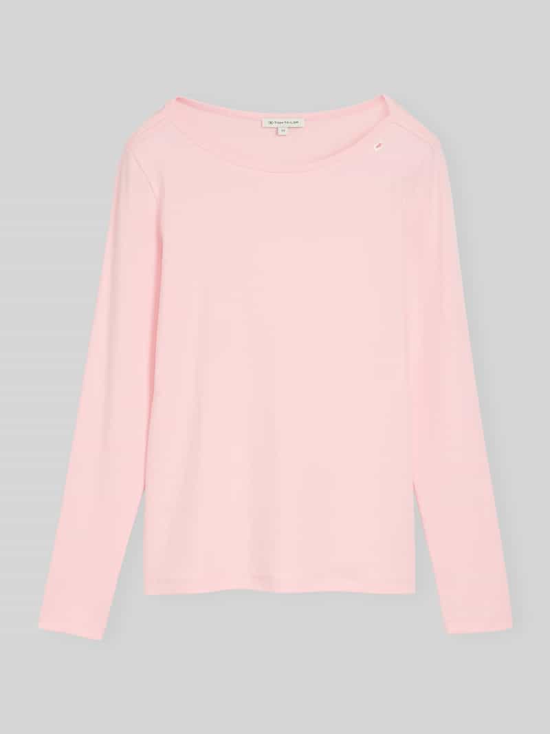 Tom Tailor - Slim fit shirt met lange mouwen en boothals - Maat XL - light pastel pink