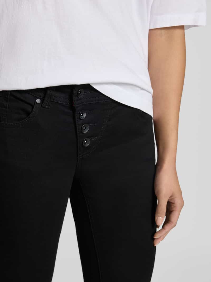 Buena Vista Skinny fit jeans met asymmetrische knoopsluiting
