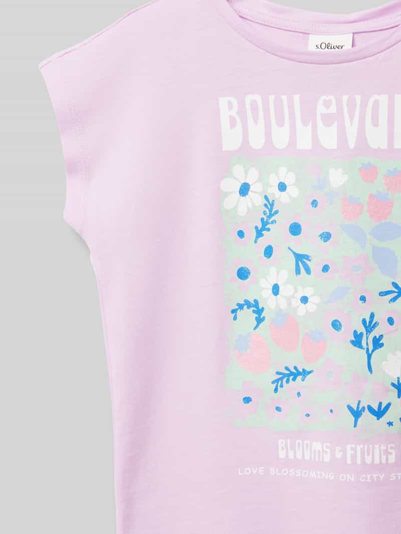 s.Oliver RED LABEL Regular fit T-shirt van puur katoen met glitterprint