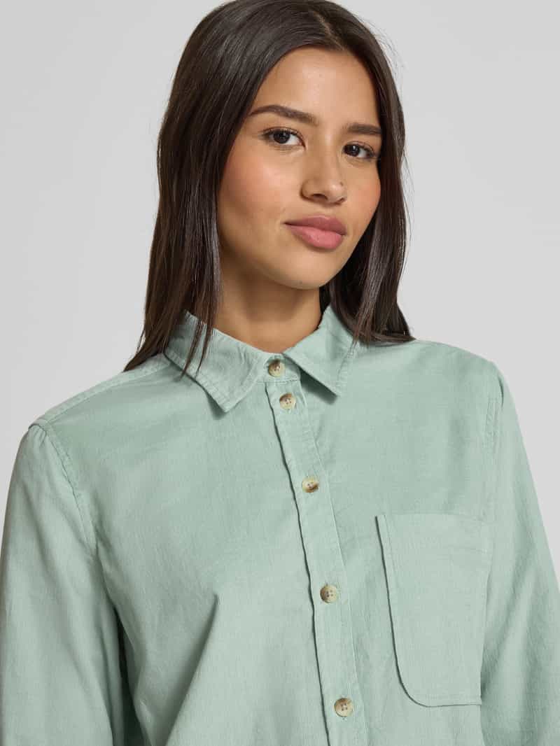 Christian Berg Woman Relaxed fit overhemdblouse in ribcordlook met borstzak