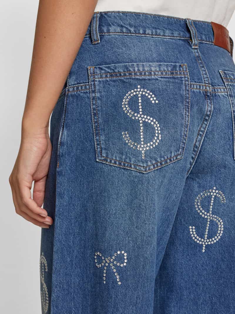 Stella Nova Wide leg jeans met strass-steentjes