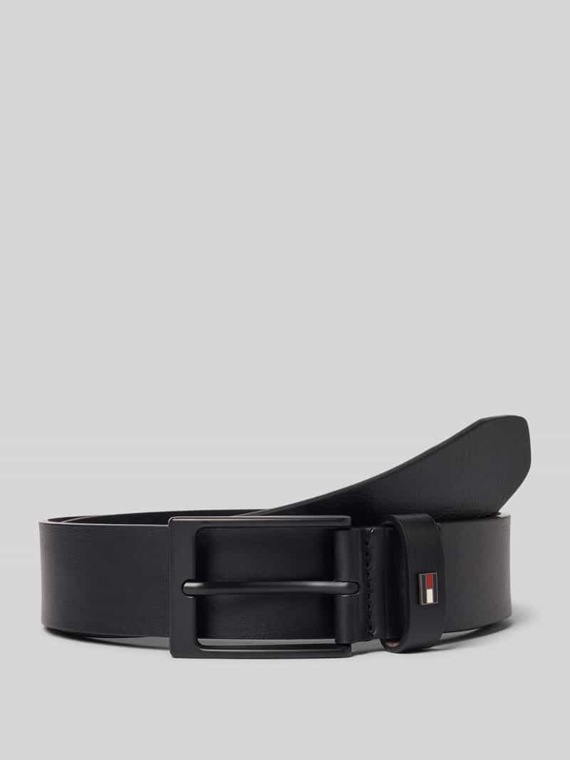 Leren riem met logo-applicatie