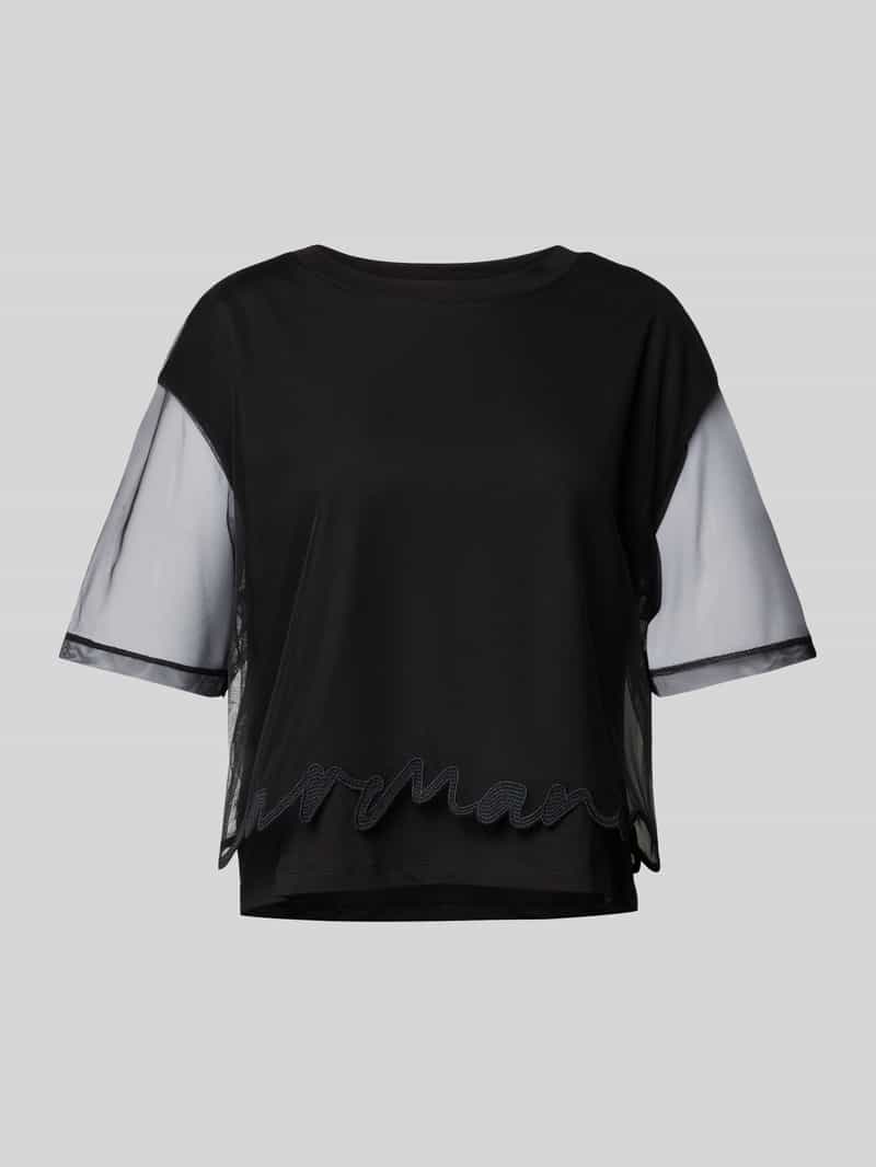 Armani Exchange T-shirt met geribde ronde hals