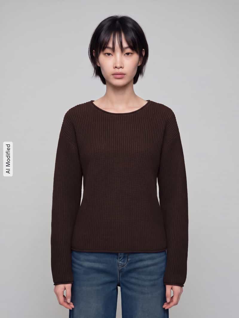 S.Oliver relaxed fit gebreide pullover van katoenmix donkerbruin, foto 3