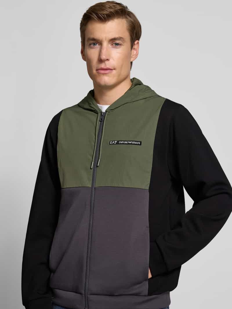 EA7 Emporio Armani Sweatjack met viscose in colour-blocking-design