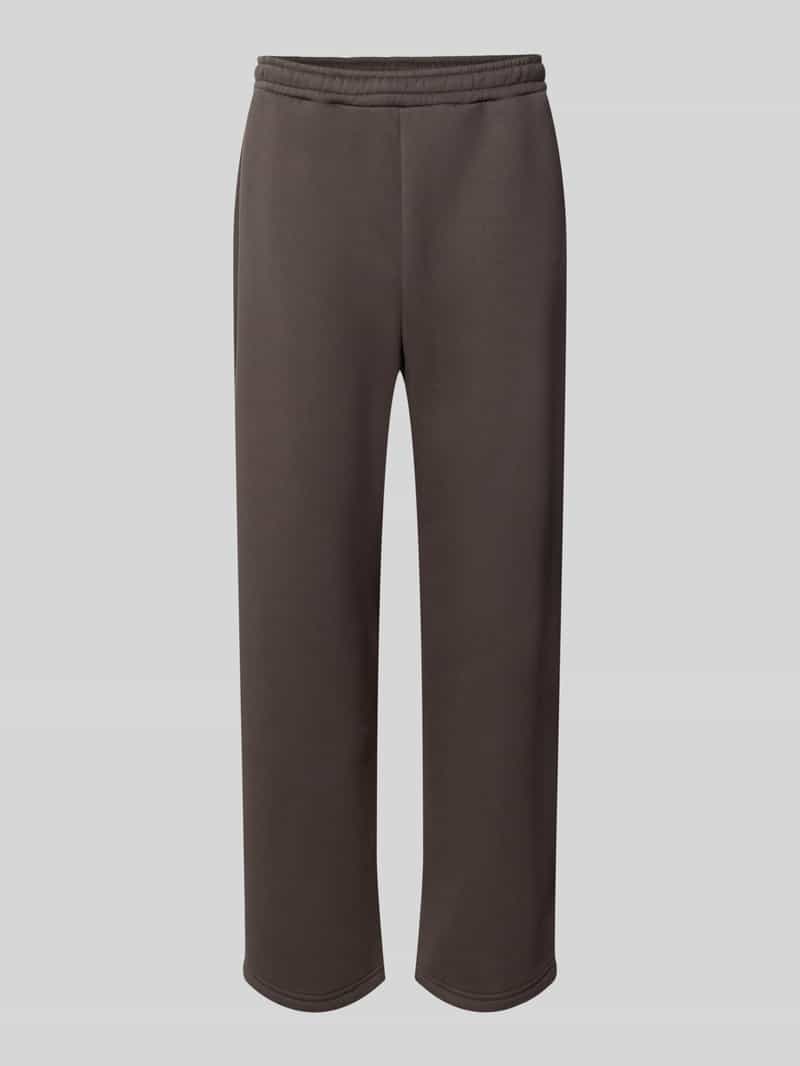 straight fit sweatpants van katoenmix met labeldetail