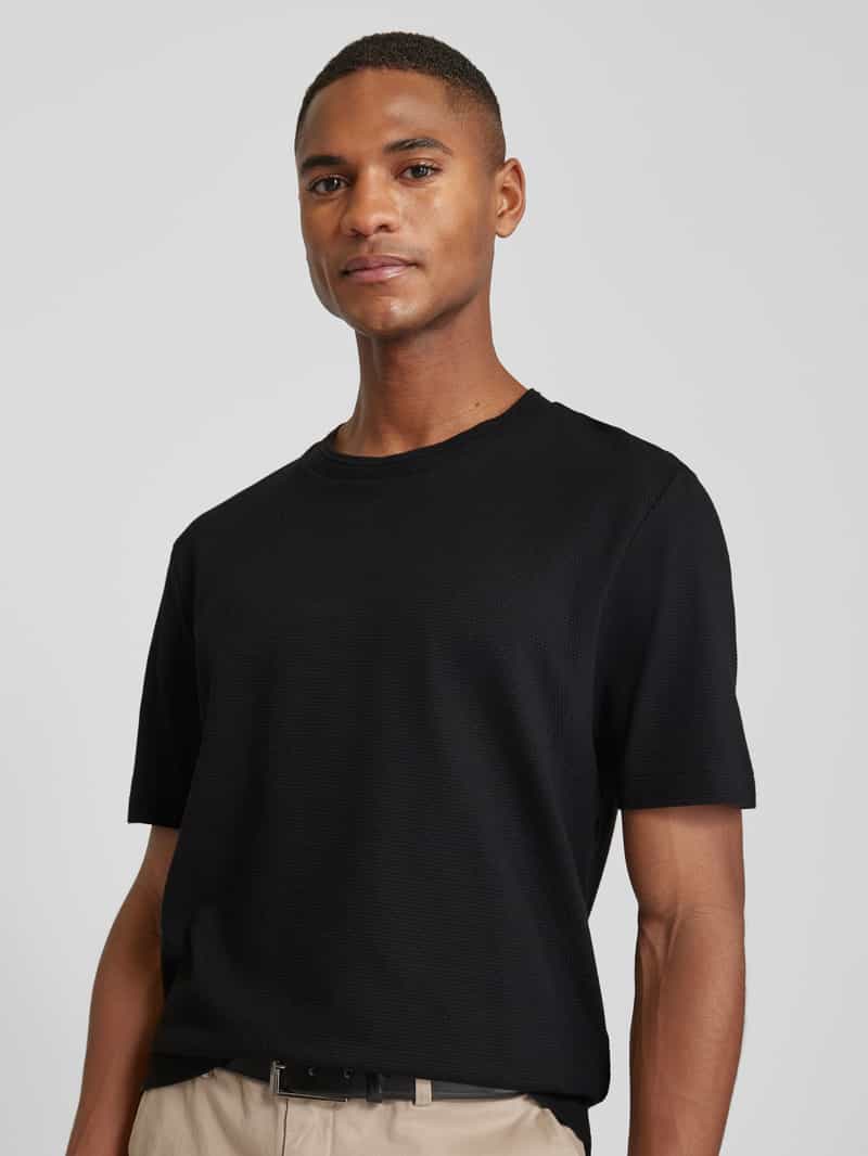 Boss T-shirt met geribde ronde hals model 'TIBURT'