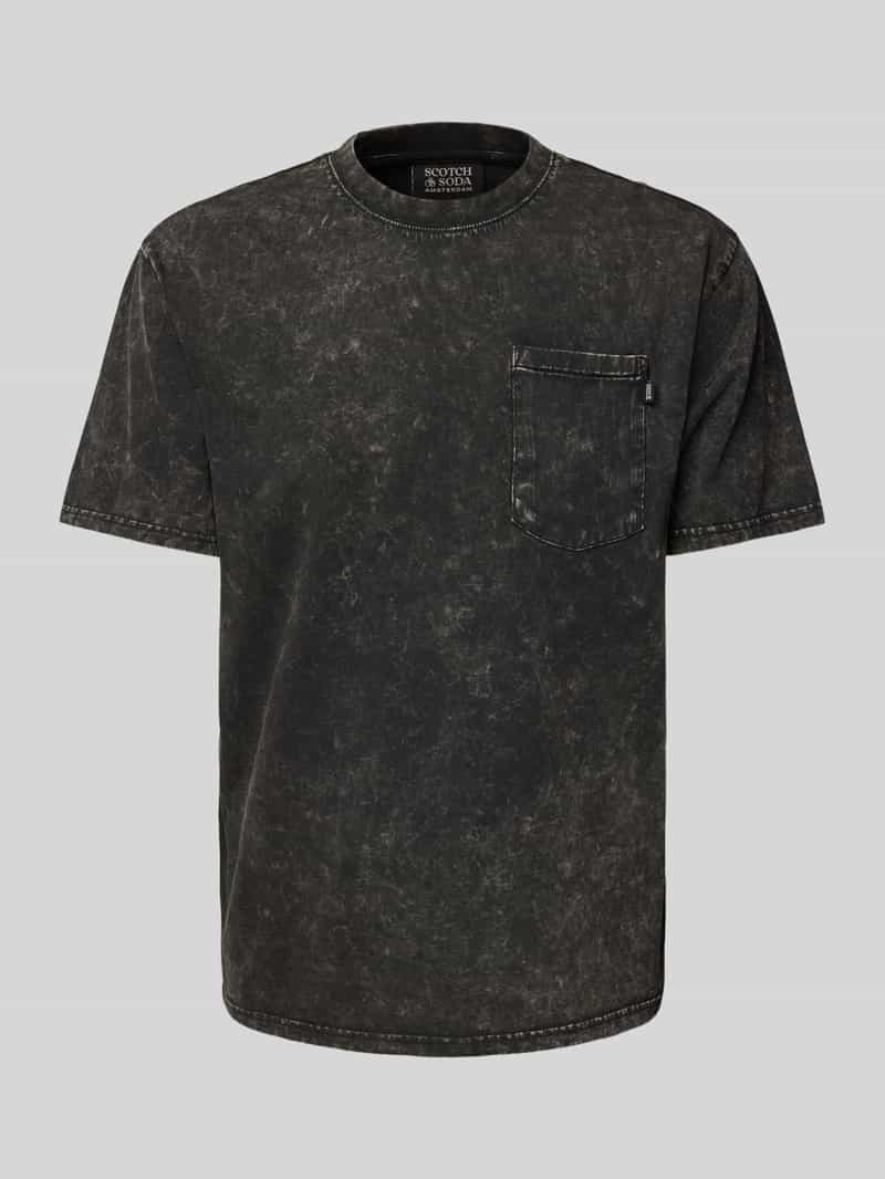 Scotch & Soda T-shirt met geribde ronde hals