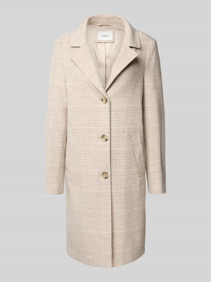 s.Oliver RED LABEL Regular fit lange wollen jas met ruitmotief