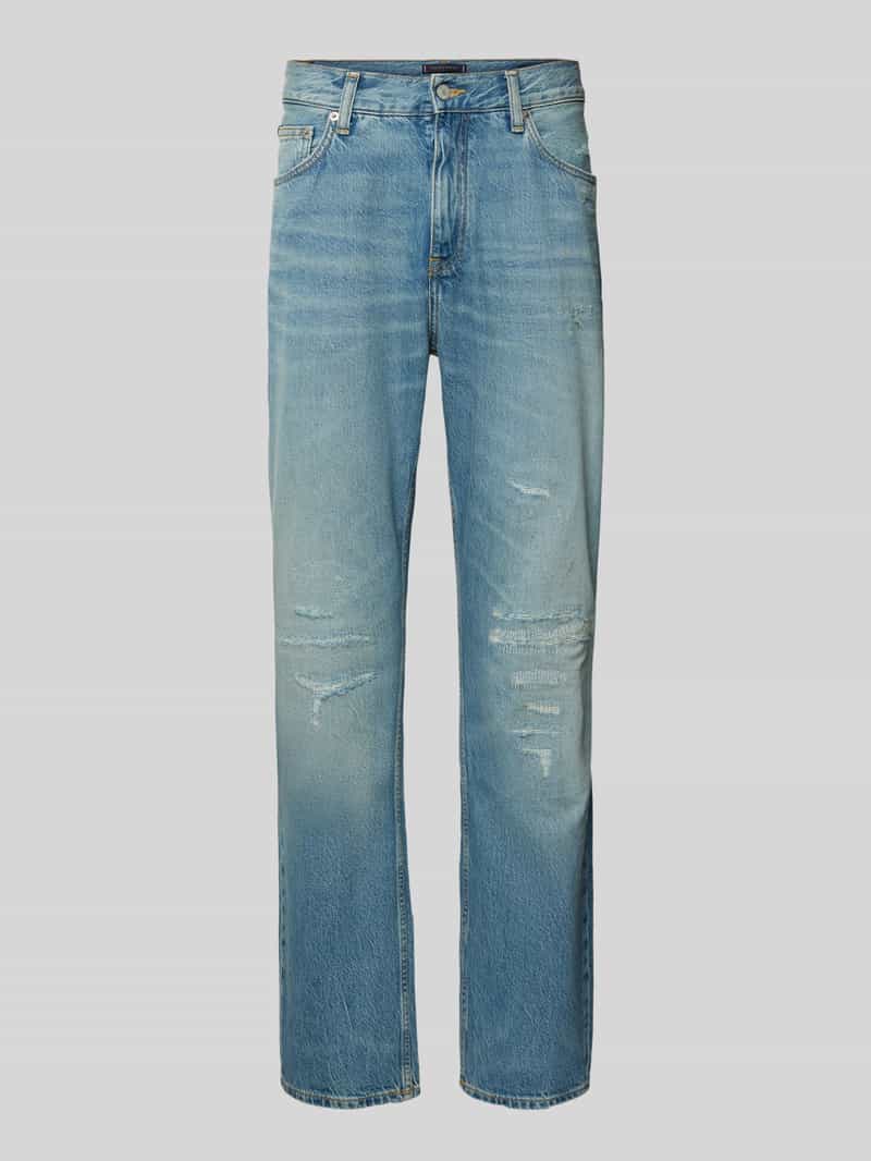 Tommy Hilfiger Straight fit jeans van zuiver katoen in used-look model 'MERCER'