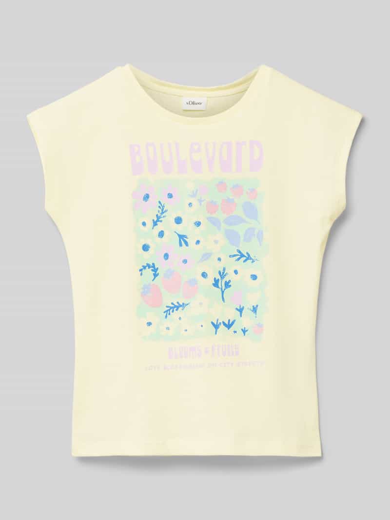 s.Oliver RED LABEL Regular fit T-shirt van puur katoen met glitterprint