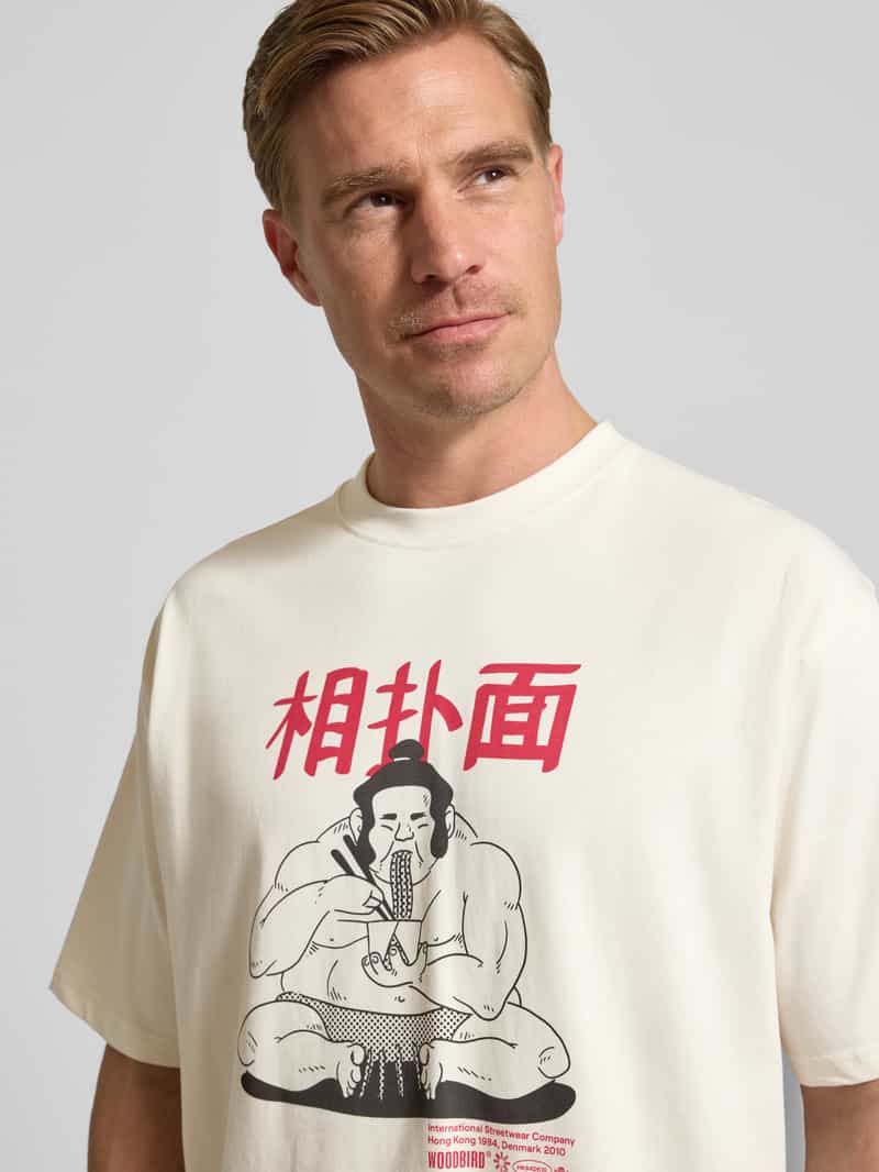 WOODBIRD T-shirt met motiefprint model 'Baine'
