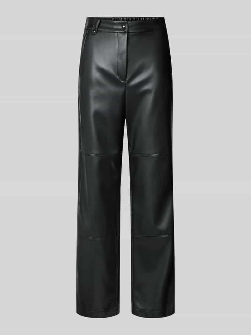 MaxMara Leisure Straight fit stoffen broek in leerlook, 'STRUZZO'