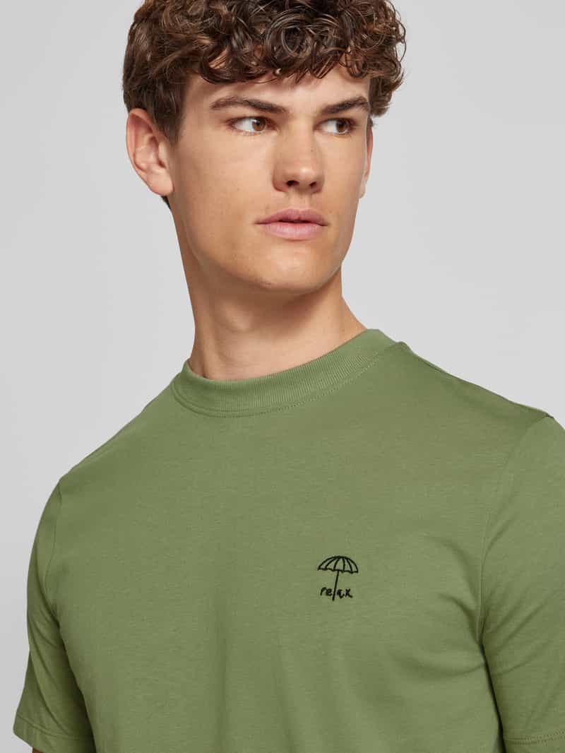 Blend T-shirt met geribde ronde hals model 'JENS'