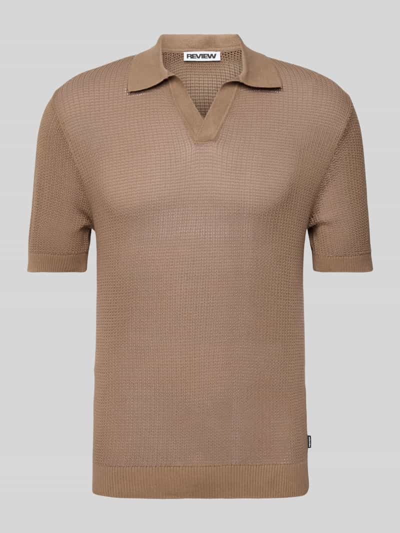 Gebreid shirt met polokraag en V-hals