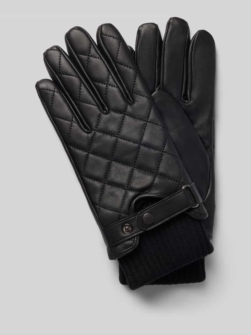 Barbour Handschoenen van echt leer met ribgebreide boordjes