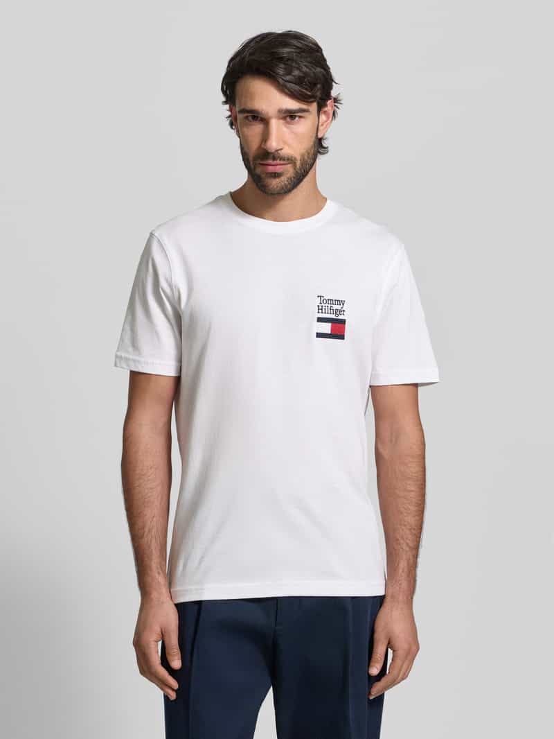 Tommy Hilfiger Regular fit T-shirt van puur katoen model 'BRAND LOVE TEXT' wit, foto 4