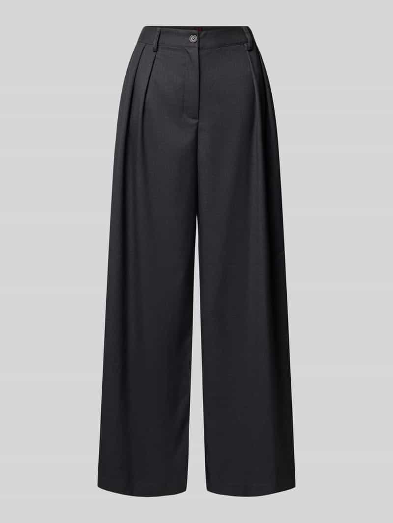 Stefanel Loose fit broek met wijde pijpen en plooien