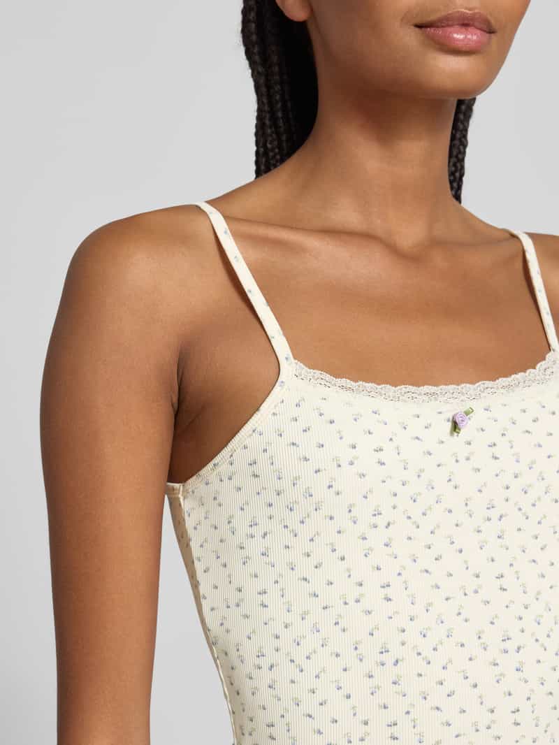 Only Regular fit top met bandjes in riblook model 'LEMONE'
