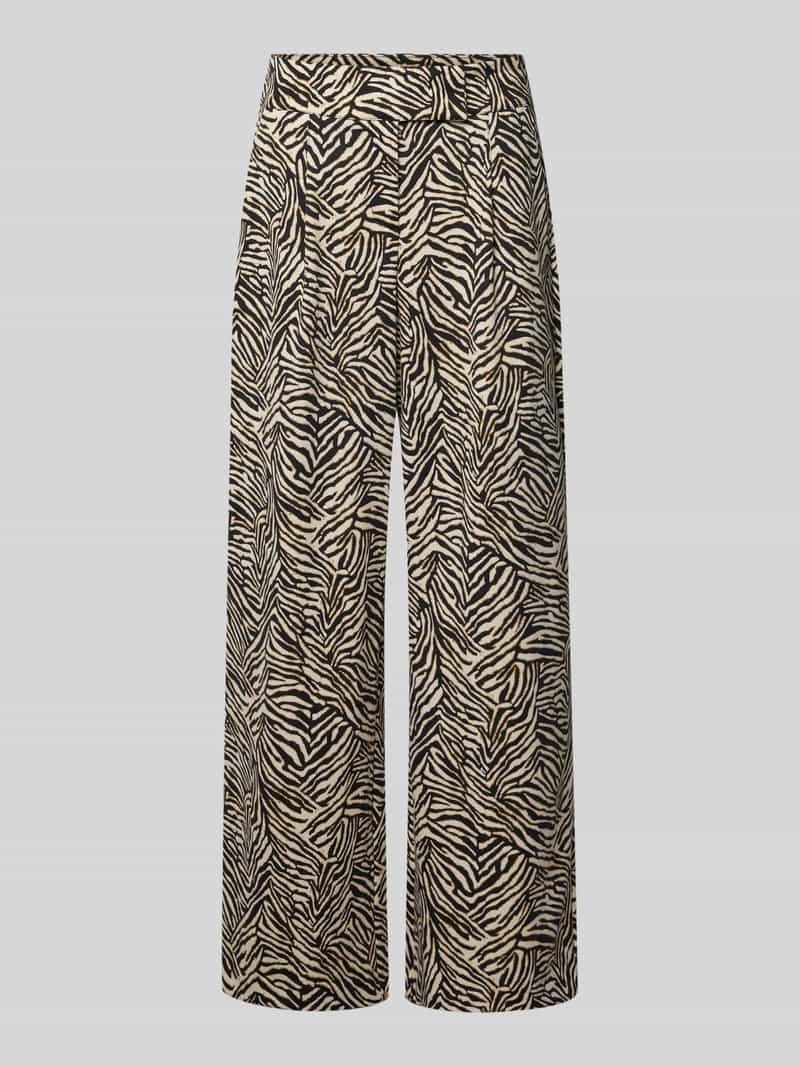Ichi Wide leg stoffen broek met bandplooien model 'KATE'