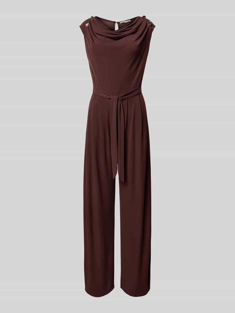 RINASCIMENTO Cocktail-jumpsuit met cascadehals en strikceintuur