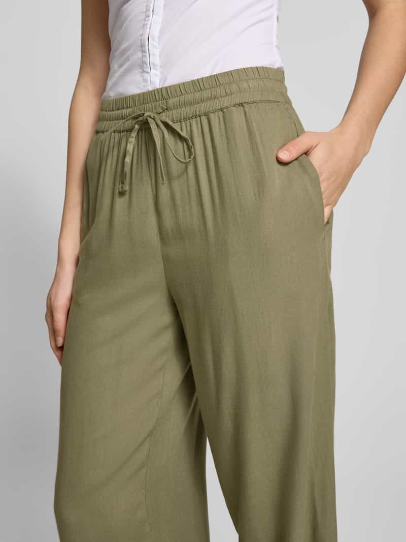 Pieces Regular fit brede broek in een mengsel van viscose en linnen model 'PIA'