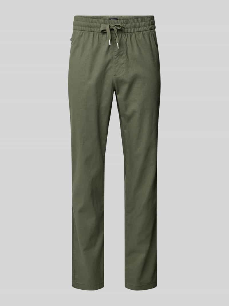 Matinique Regular fit linnen broek met elastische band model 'barton'