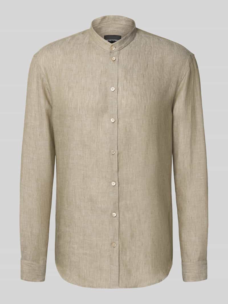 Emporio Armani Herren Regular Fit Freizeithemd Im Langärmeligen Design In Khaki Größe Xxl