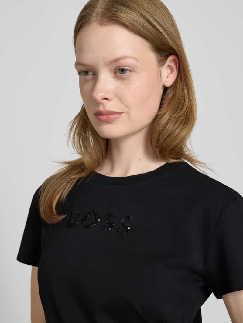 Boss Slim fit T-shirt van puur katoen