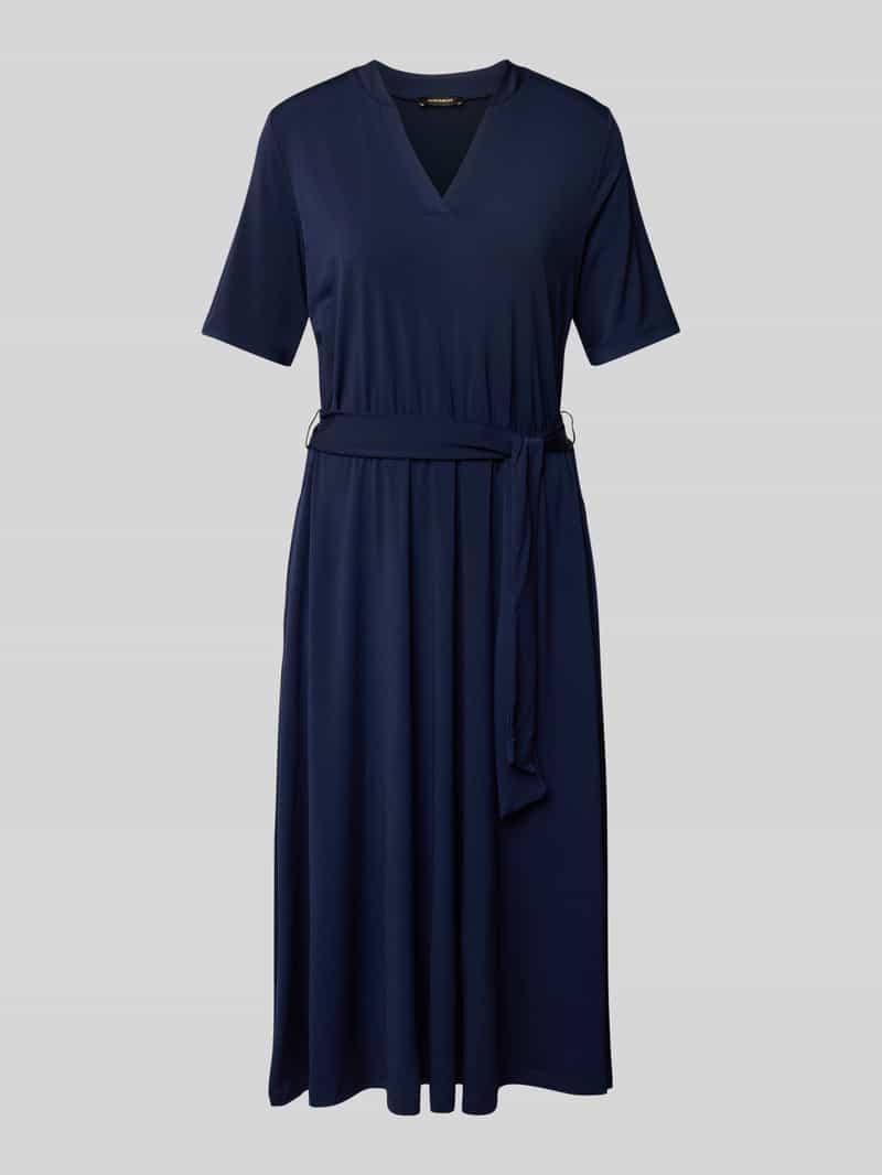 MORE & MORE Midi-jurk met V-hals en strikceintuur
