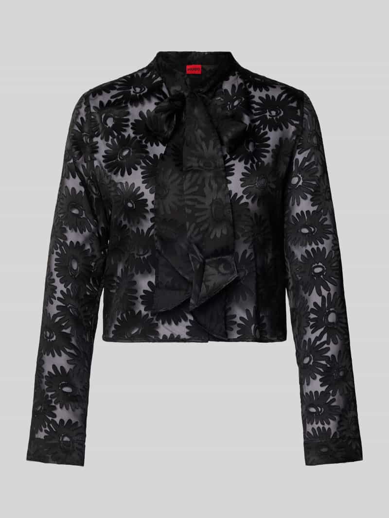HUGO Regular fit strikblouse met semi-transparant design