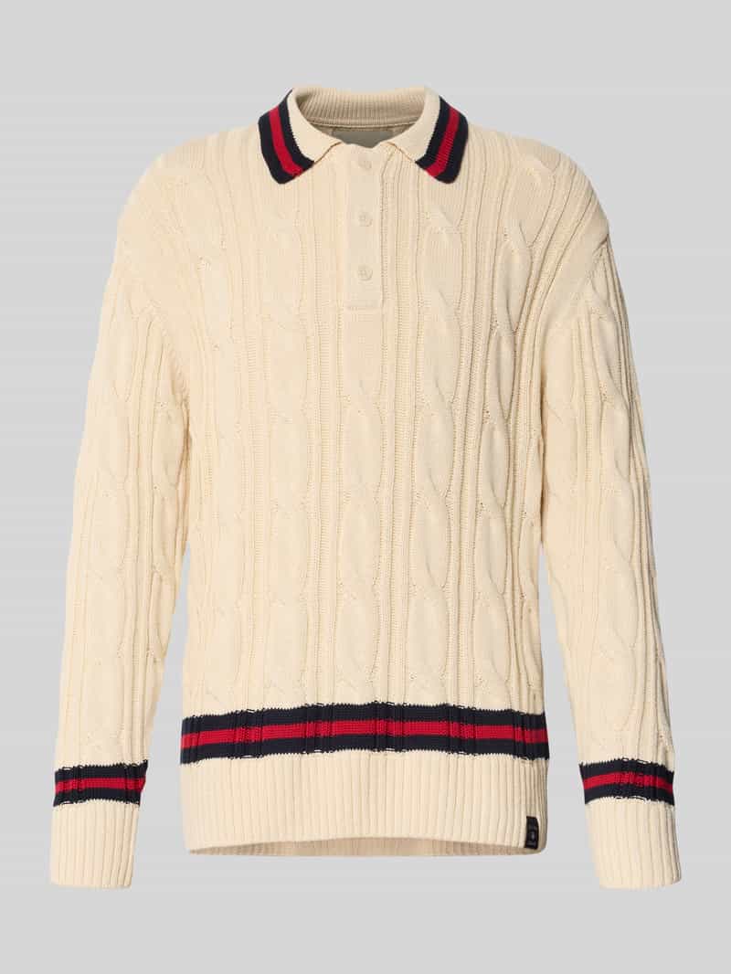 Gant Gebreide pullover met kabelpatroon en polokraag