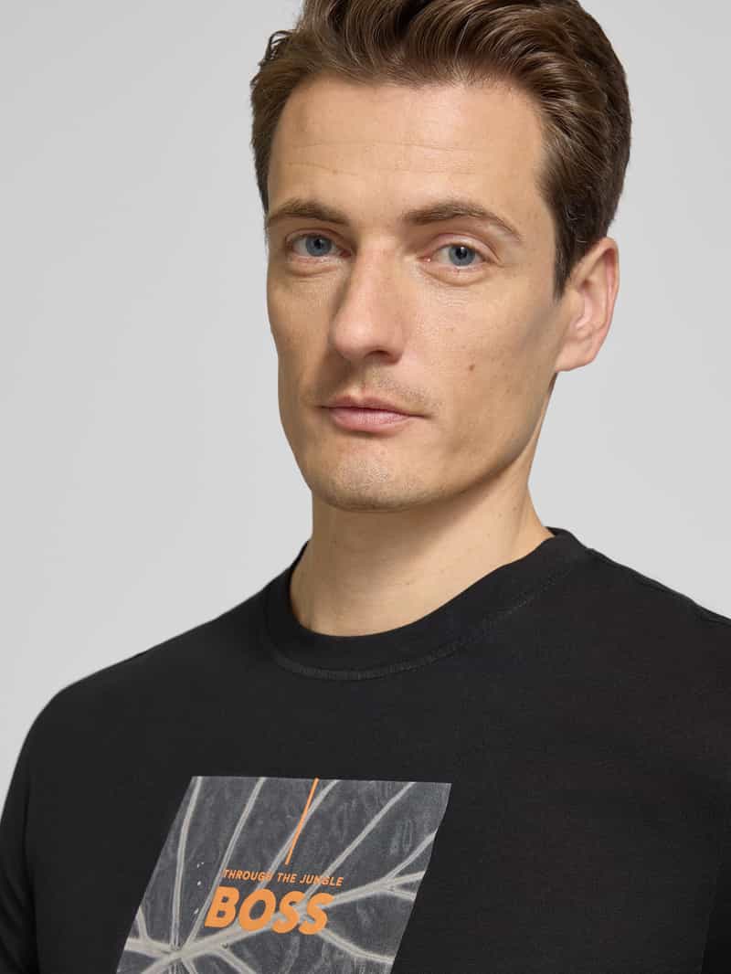 Boss Orange T-shirt met labelprint model 'Injungle'
