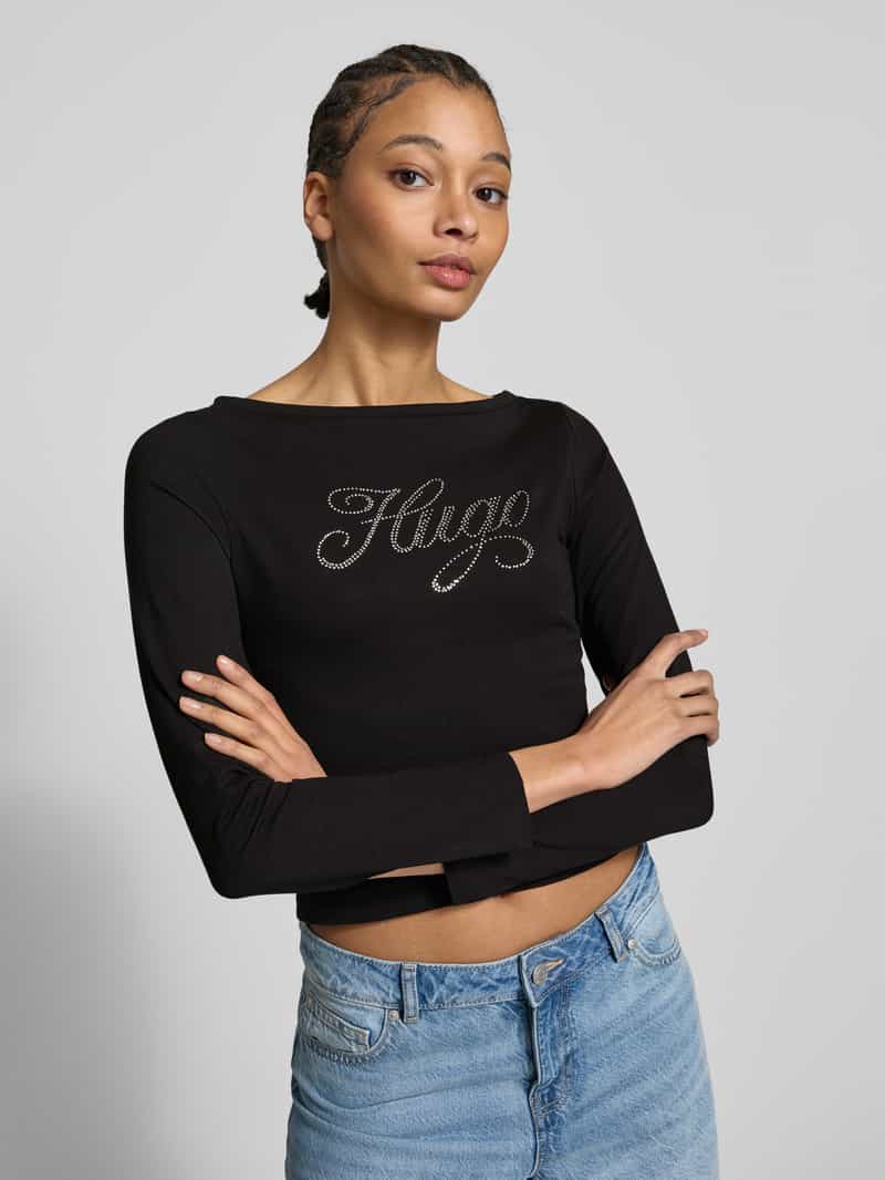 Hugo Blue T-shirt met strass-steentjes model 'Dastja'