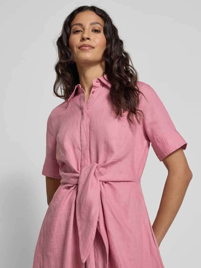 Lauren Ralph Lauren Knielange linnen jurk met strikceintuur model 'WAKANA'
