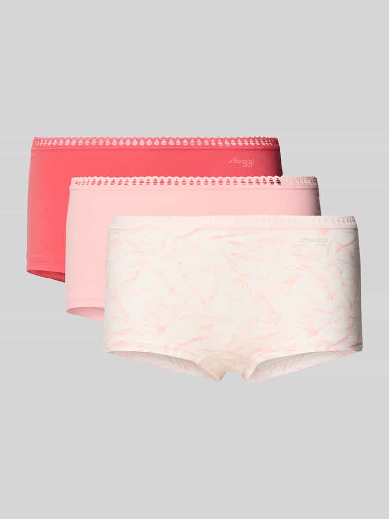 slim fit panties met logoprint model 'Go Crush' in set van 3