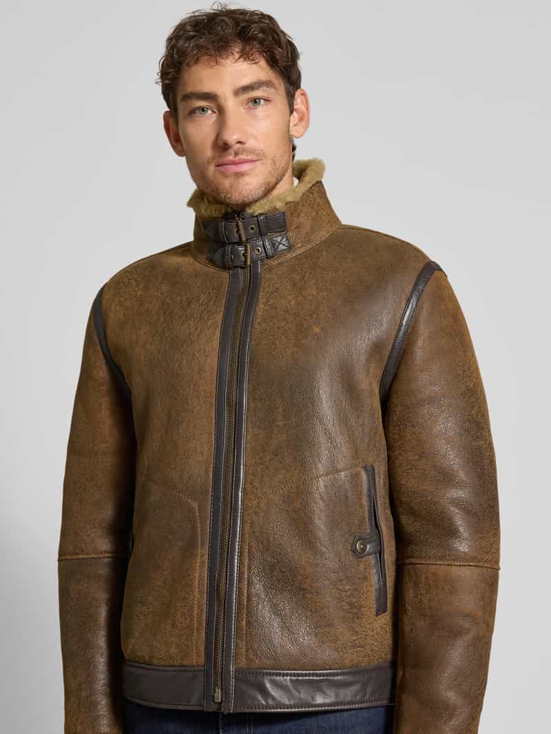 Strellson Regular fit leren jack van echte lamswol model 'SHELTER'