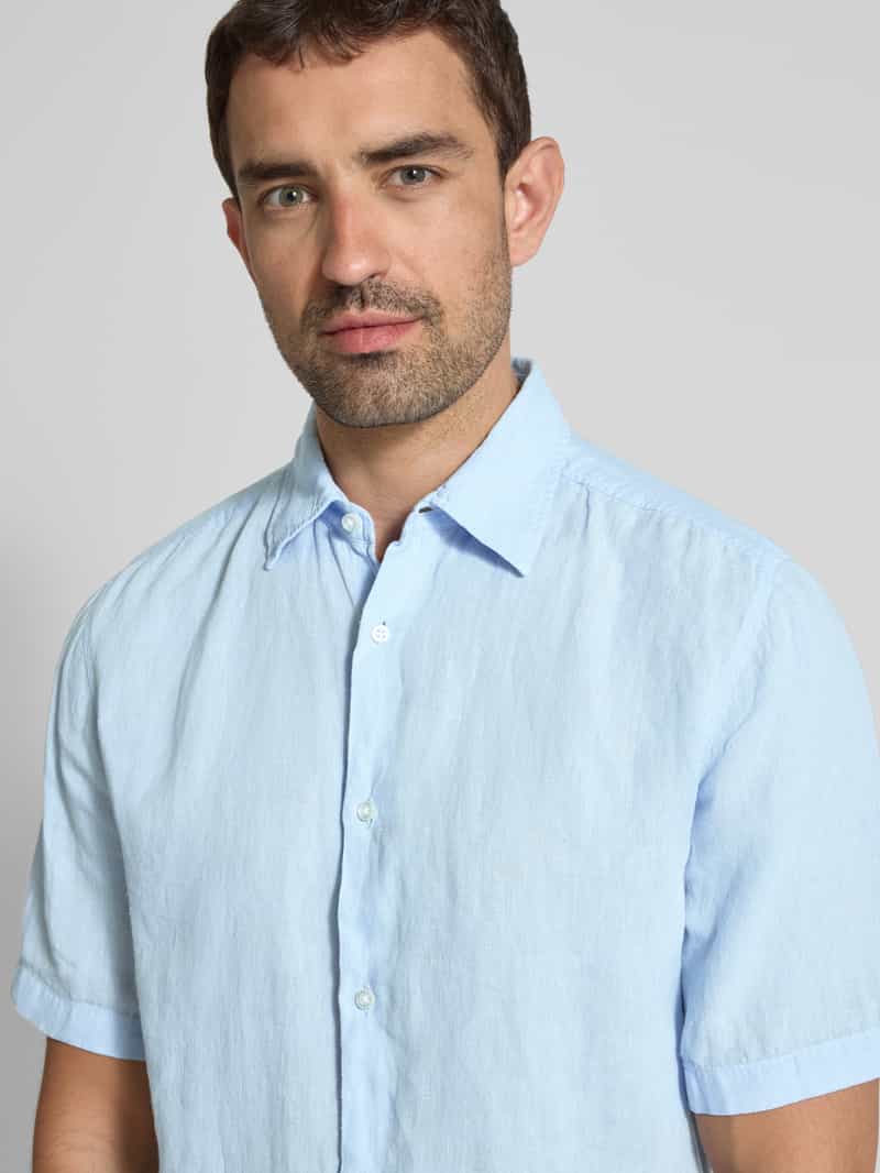 Boss Orange Regular fit linnen overhemd met 1 2-mouwen model 'Rash'