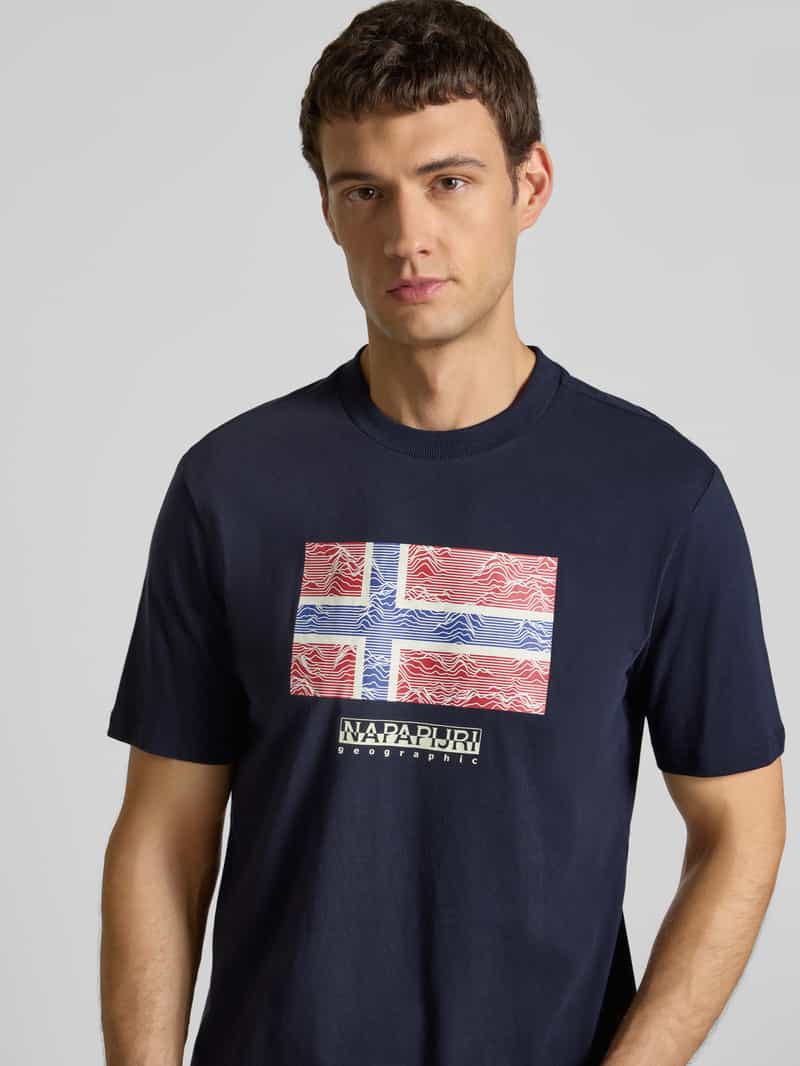 Napapijri T-shirt met labelprint model 'DRAPEAU'