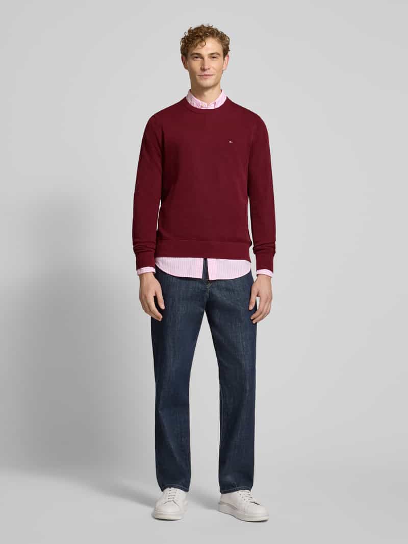 Tommy Hilfiger katoenen regular fit gebreide trui - bordeauxrood, foto 6